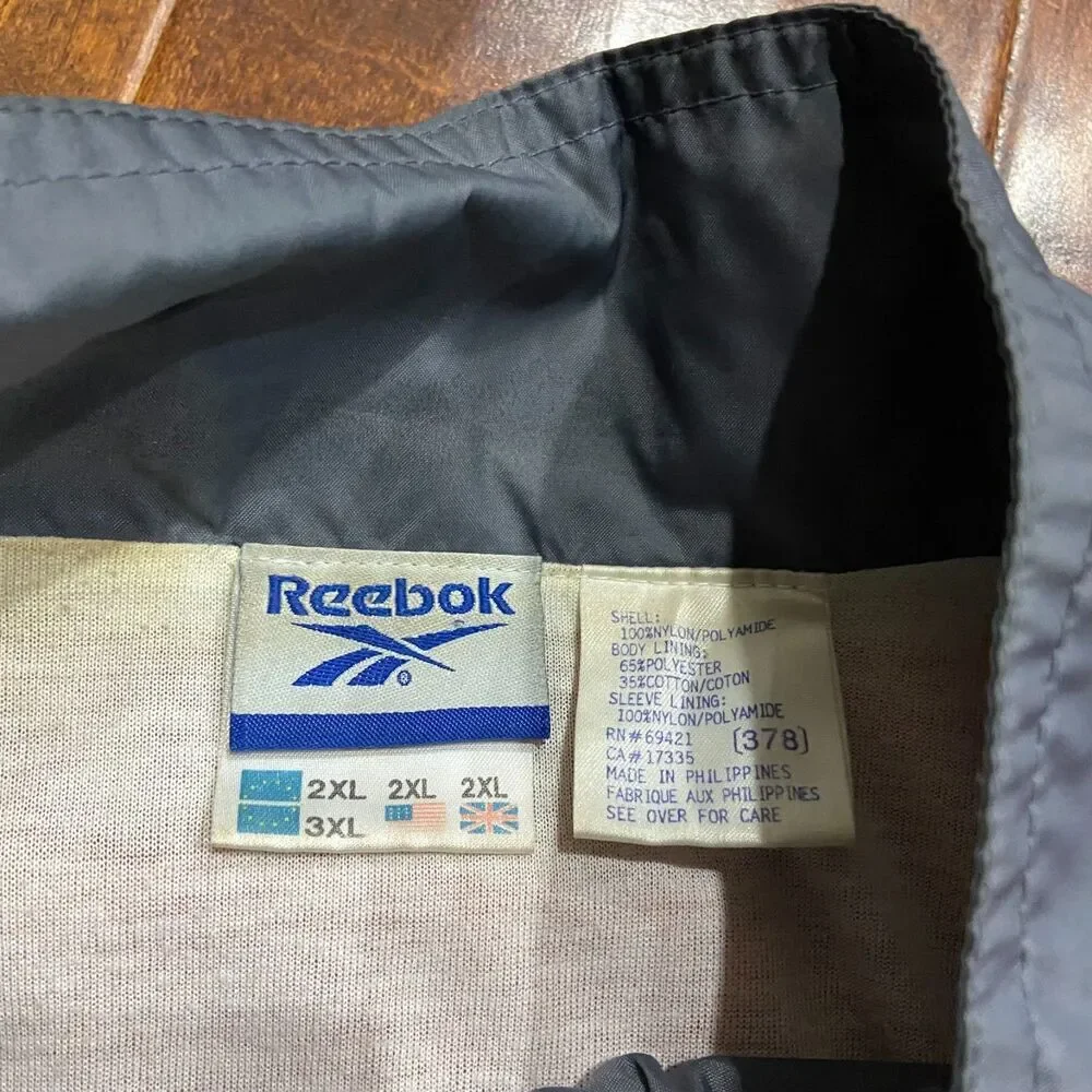 Reebok Vintage 90s Color Block Orange Gray Black Windbreaker Jacket Men's XXL